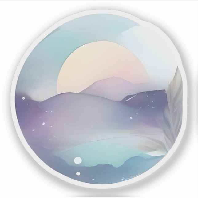 Sticker Lever De Lune Au-Dessus De Pics Calmes (Devant)