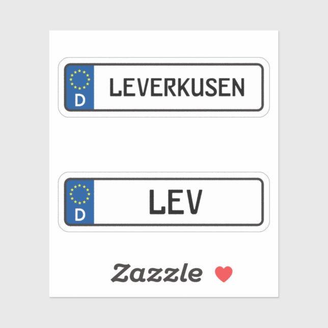 Sticker Leverkusen kennzeichen, Plaque allemande d'immatri (Feuille)