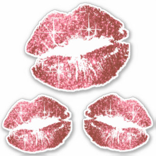 Sticker Lèvres à Parties scintillant rose rouge - Kiss-C