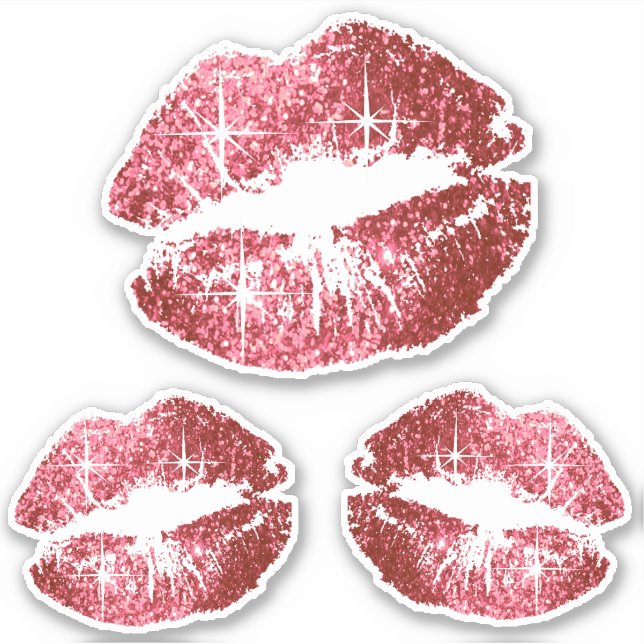 Sticker Lèvres à Parties scintillant rose rouge - Kiss-Cut (Devant)