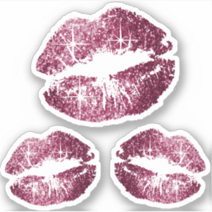 Sticker Lèvres à Parties scintillant rouge vin - Kiss-Cut