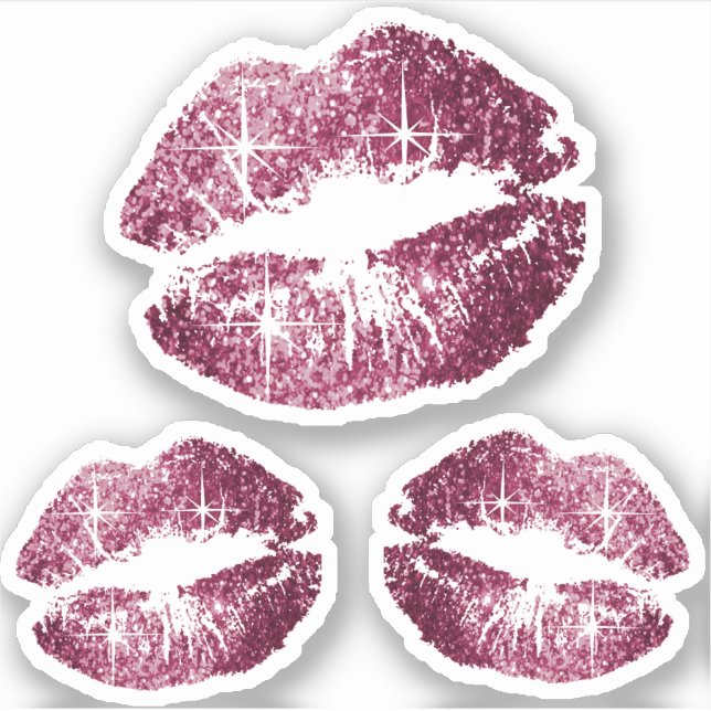 Sticker Lèvres à Parties scintillant rouge vin - Kiss-Cut (Devant)