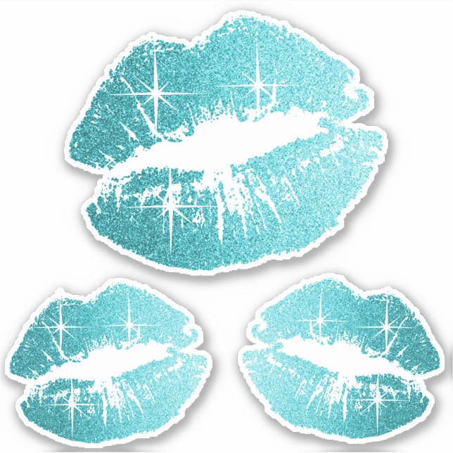 Sticker Lèvres de Parties scintillant turquoises - Kiss-Cu (Devant)