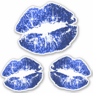 Sticker Lèvres Parties scintillant bleues - Kiss-Cut