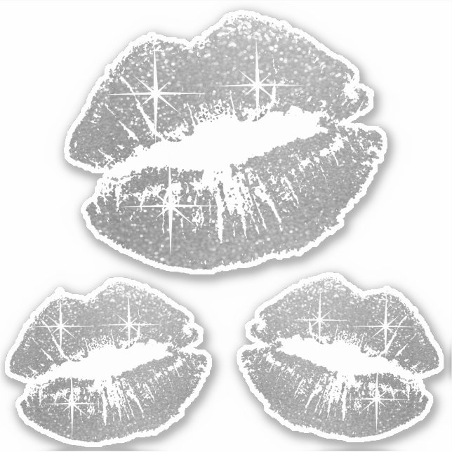 Sticker Lèvres Parties scintillant en argent - Kiss-Cut (Devant)