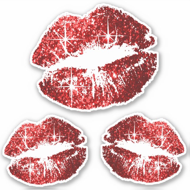 Sticker Lèvres Parties scintillant rouges - Kiss-Cut (Devant)