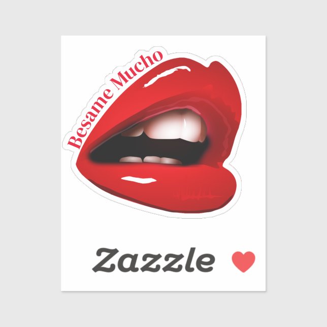 Sticker Lèvres rouges humides Valentine (Feuille)