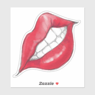 Sticker Lèvres rouges qui ricanent