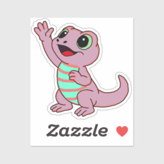 Sticker Lézard de dessin animé rose mignon pour bouteille 