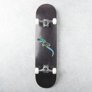 Sticker Lézard fractal bleu et vert vif