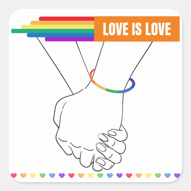 Sticker LGBTQ+, L'amour est Sticker d'amour, Fiert (Devant)