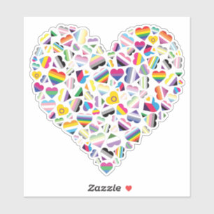 Sticker LGBTQ+ Pride Coeurs de drapeau combiné