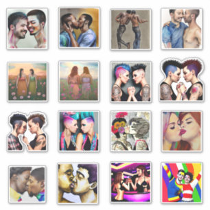 Sticker LGBTQIA+ Divers couples amoureux