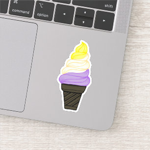 Sticker LGBTQIA+ Pride non binaire Soft Sert Ice Cream Con