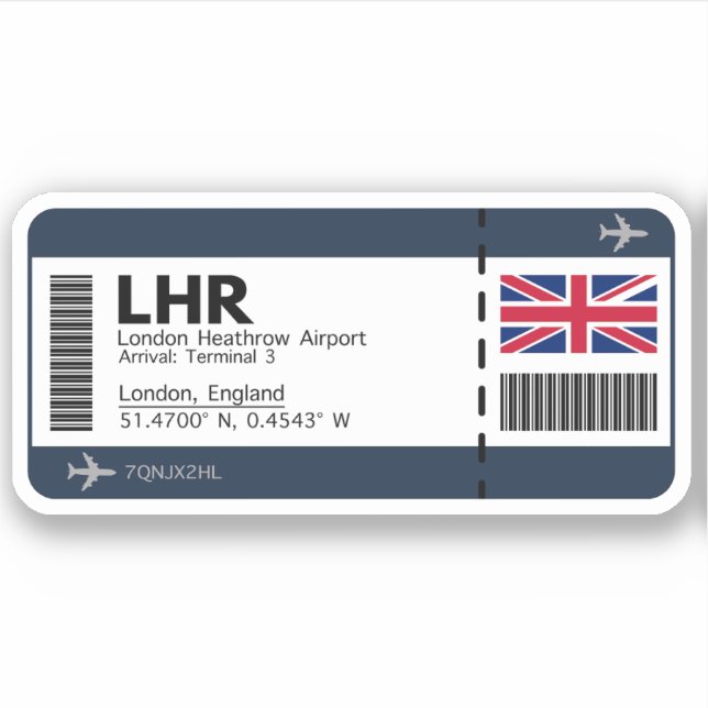 Sticker LHR London Boarding Pass - Billet Londres (Devant)