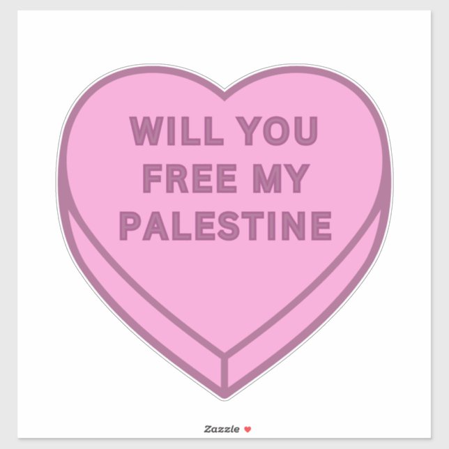 Sticker Libérez-vous ma Palestine ? Cute Candy Coeur doux (Feuille)