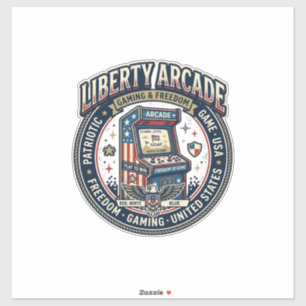 Sticker Liberty Arcade Patriotique Arcade Gamer US