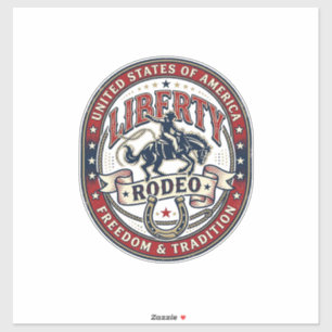 Sticker Liberty Rodeo Patriotique Patriotique Rodeo Wester