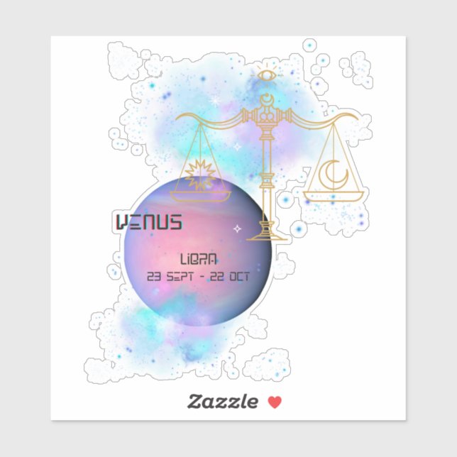 Sticker Libra Zodiac Vénus Planète Astrologie Star Signal  (Feuille)