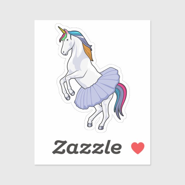 Sticker Licorne au ballet avec jupe (Feuille)