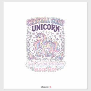 Sticker Licorne Crystal Core Licorne Adorable Vector Desig