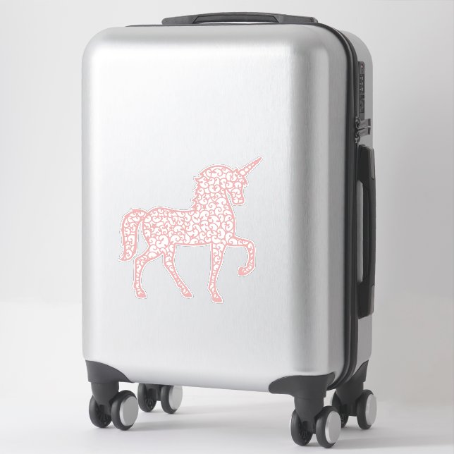 Sticker licorne en dentelle rose (Sur valise)