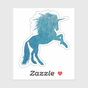 Sticker Licorne grunge bleue