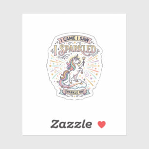 Sticker Licorne J'arrivai Je Vis Je Scintillai Impression