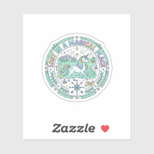 Sticker Licorne perdue dans un endroit magique Impression 