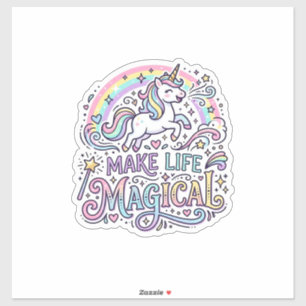 Sticker Licorne Rendre La Vie Magique Typographie Vectorie
