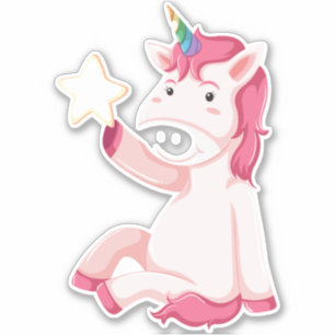 Sticker Licorne rose drôle