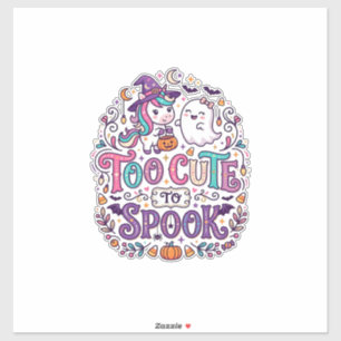 Sticker Licorne trop mignonne pour effrayer l'art coloré d