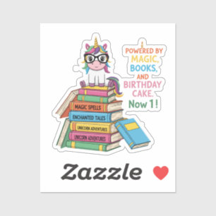 Sticker Licorne Ver de Livre Mignon 1er Anniversaire Lec