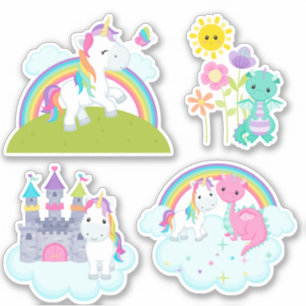 Sticker Licornes d'imaginaire de bande dessinée et