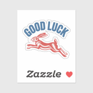 Sticker Lièvre Bonne Chance – Design de Lapin en Course Vi