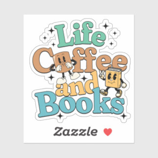 Sticker Life Coffee Et Livres Livre