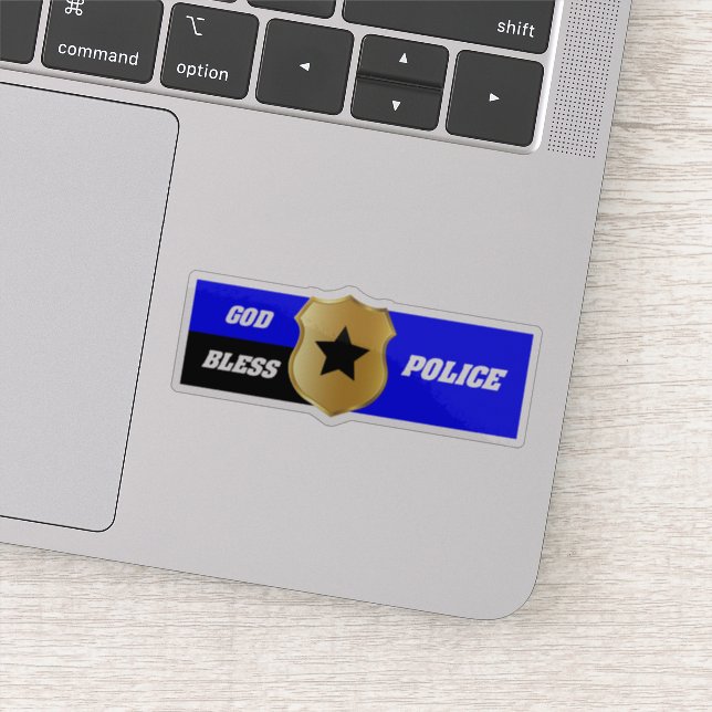 Sticker Ligne Bleue Mince, Police Dieu Béni (Détail)