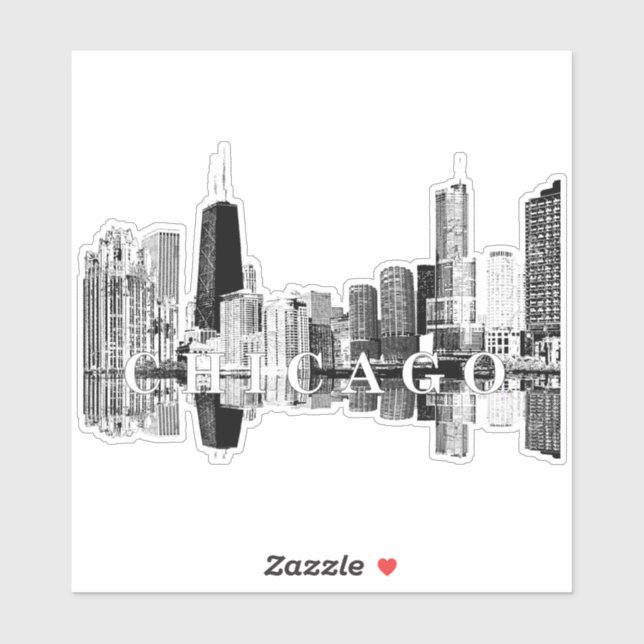 Sticker Ligne d'horizon de Chicago, Illinois (Feuille)
