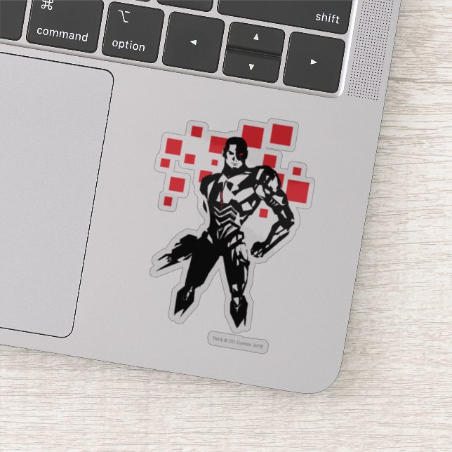 Sticker Ligue de Justice | Cyborg Digital Noir Pop Art (Détail)