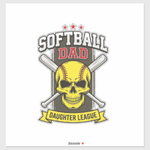 Sticker Ligue de softball père fille design vectoriel vint