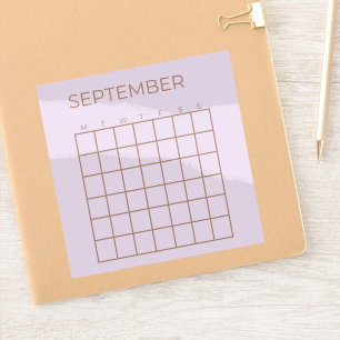 Sticker Lilac Calendrier de septembre non daté pour l'orga