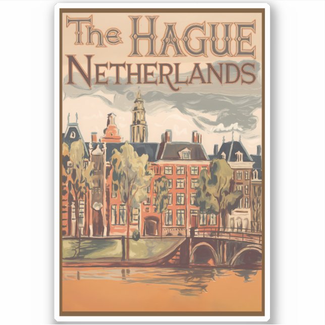 Sticker L'illustration de La Haye Pays-Bas (Devant)