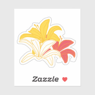 Sticker Lily blanche jaune clair