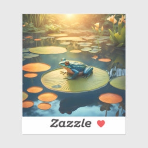 Sticker Lily Pad King – Frog Art de la faune Carré Vinyle