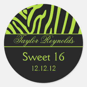 Sticker Lime Black Zebra Sweet 16