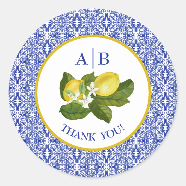 Sticker Limone I Italien Lemon & Blue Tile Merci (Devant)