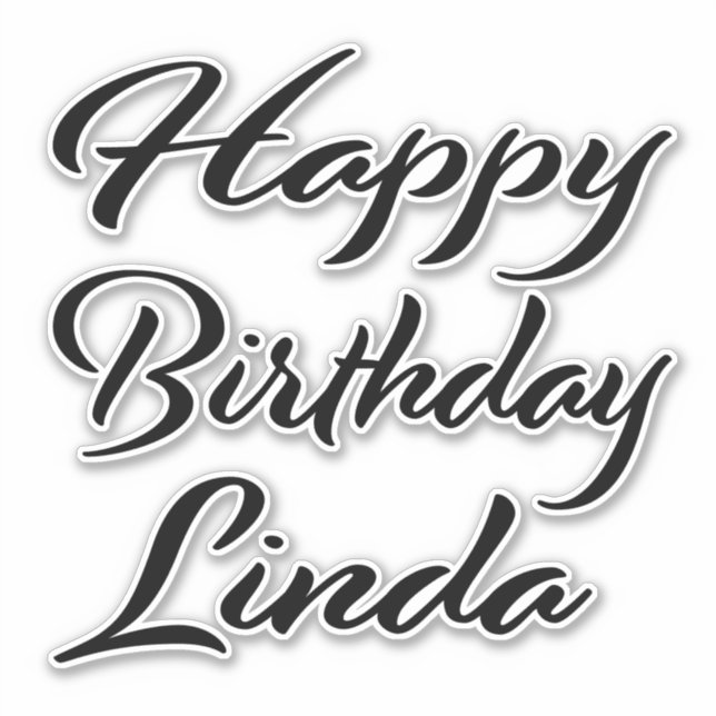 Sticker Linda Nom Prénom Anniversaire de la Broderie noire (Devant)