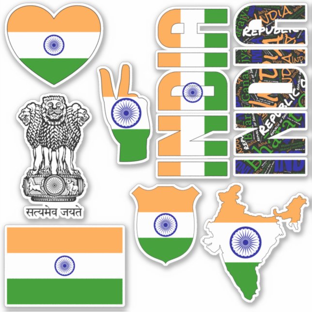 Sticker L'Inde Extraordinaire forme les symboles nationaux (Devant)