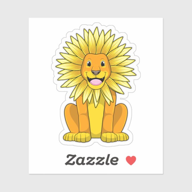 Sticker Lion avec Fleur de tournesol (Feuille)