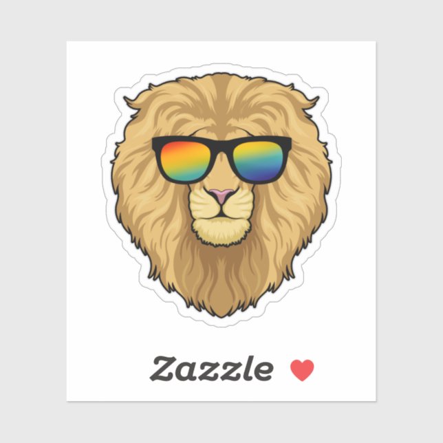Sticker Lion avec lunettes de soleil (Feuille)